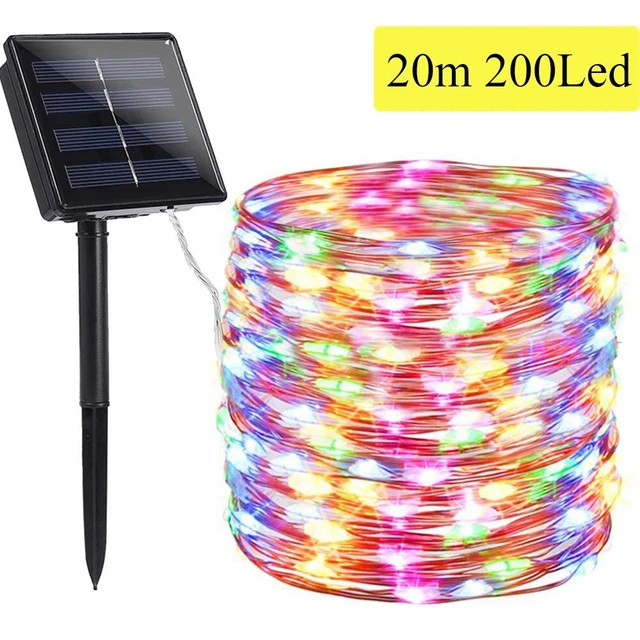 Outdoor Solar Fairy String Lights 200LED Copper Wire Waterproof Garden Christmas
