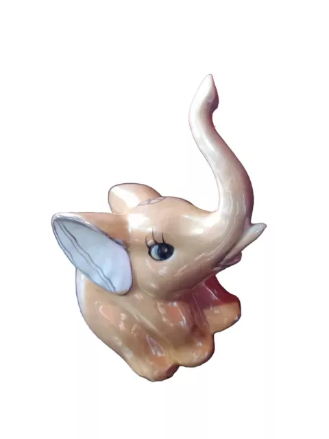 Ceramic Baby Elephant Playing Ornament I Vintage Retro I Lustreware / Lusterware