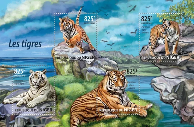 Wild Animals Tigers Stamps Niger 2015 MNH Indochinese Siberian Tiger 4v M/S