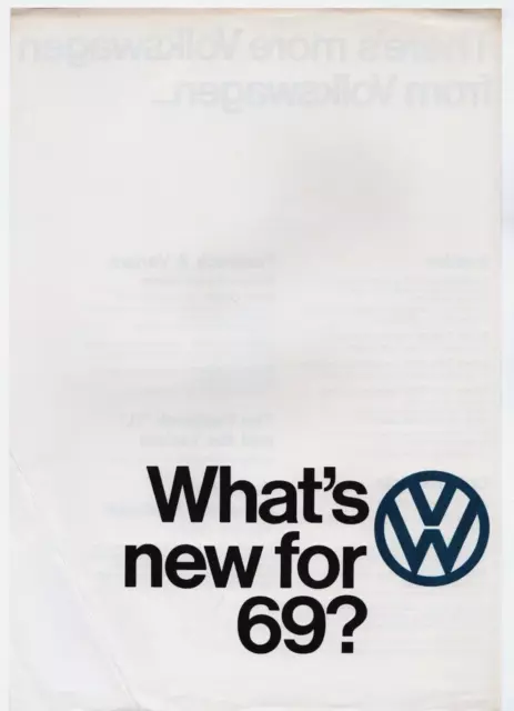 Volkswagen Specification Improvements 1968-69 UK Market Single Sheet Brochure