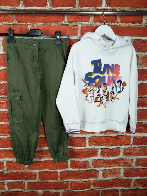 Girls Bundle Age 7-8 Years M&S Next Space Jam Jumper Khaki Trousers Kids 128Cm