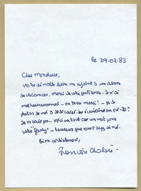 Lettre autographe à entête du Ministère de l Agriculture et du Commerce