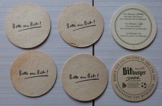 Lot 6 Sous Bock Biere Bitburger Pils, Coupe Du Monde Foot 1994 Usa