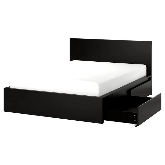 IKEA BLACK/BROWN DOUBLE Bed With Mattress £100.00 PicClick UK