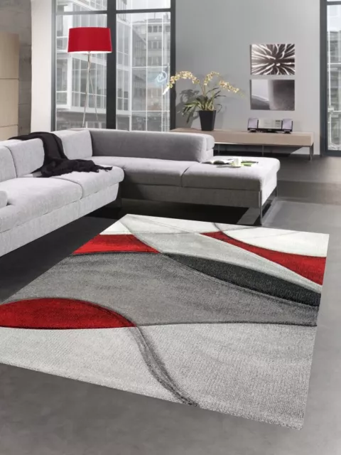 Tappeto moderno tappeto moquette design onda nero grigio rosso