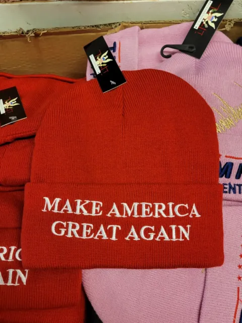 Donald Trump Hat MAGA Winter Knit Red Beanie Make America Great Again Caps Best