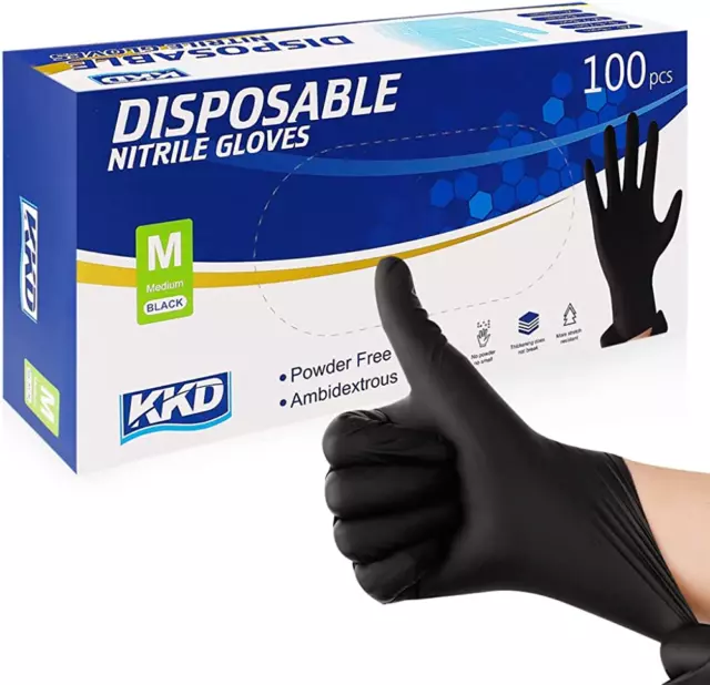 Gloves Black Large 6Mil Latex Free Textured Disposable Gloves, Mechanic Wearing