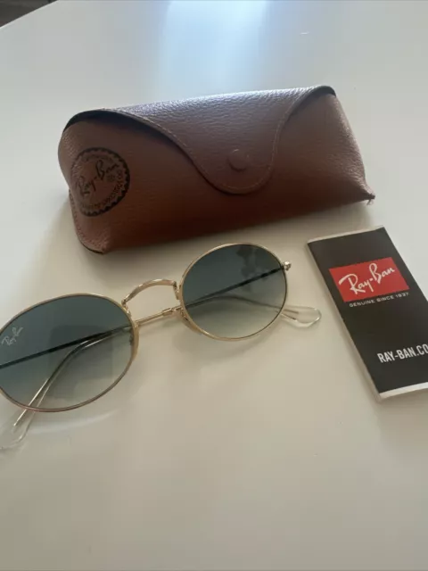 Ray Ban Sunglasses Gold Oval Lenses- Blue Gradient Tint- RB3547 51MM