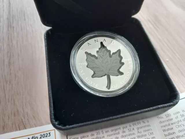 Canada 2023 20$ Super Incuse Maple Leaf Rhodium plating 1 Oz Silver