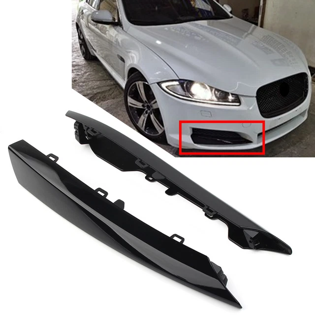 PAIR FRONT BUMPER Side Grille Black Insert Cover Trim For Jaguar XF