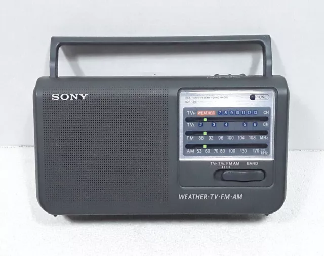 Sony ICF-36 Weather / TV / FM / AM 4 Band Portable Radio - Tested & Working