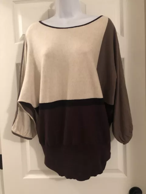 Style & Co Brown Beige Black Color block Sweater XL