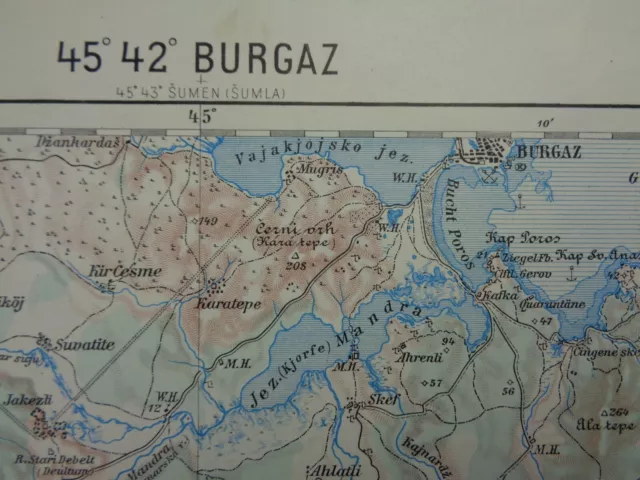 WW2 THIRD REICH map of BULGARIA & TURKEY entitled "BURGAZ" (Black Sea Port)