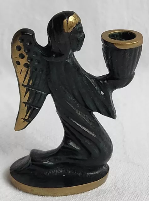 Vintage Miniatur Messing schwarzer Engel Kerzenständer Retro Deko Kerzenhalter