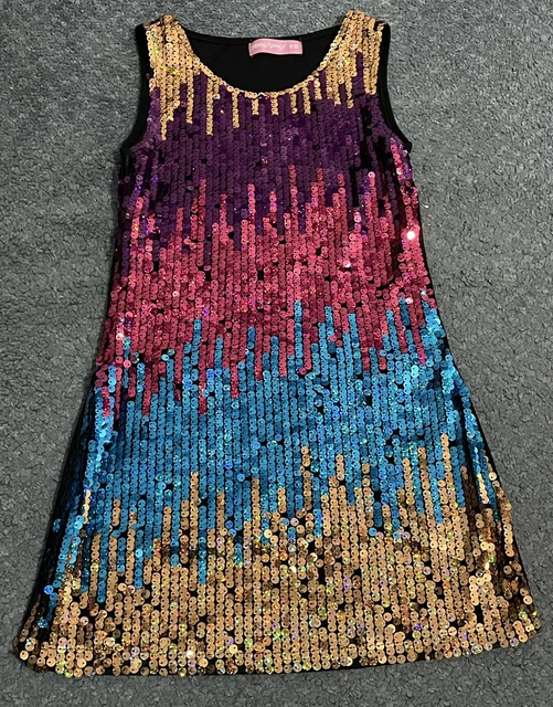 Girls Clothing Bundle Age 7-8yrs Sequin Multicolour Dress, Flare Skirts, Shorts 2