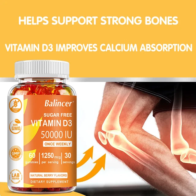 VITAMIN D3 50,000 IU Gummies Bone, Teeth & Immune Health Free