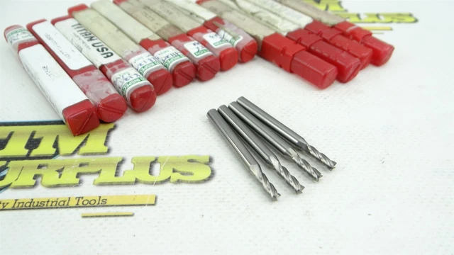 Lot Of 12 Solid Carbide 4 Flute Long End Mills 1/8" Dia Titan