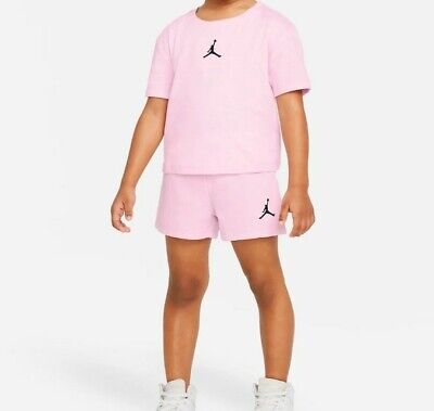 Nike Air Jordan Girls 2 PIECE PINK Set SHIRT & SHORTS Outfit Size 6X NWT