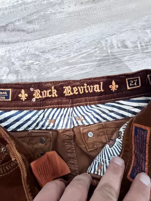 Rock Revival Jeans Womens Jen Skinny Flap Pocket 27 X 31 Corduroy Brown 3
