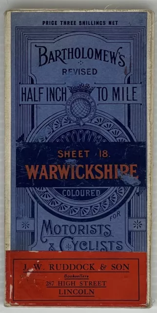 c1930s WARWICKSHIRE~Bartholomew's~Half inch Mile~Motorists & Cyclist Road Map