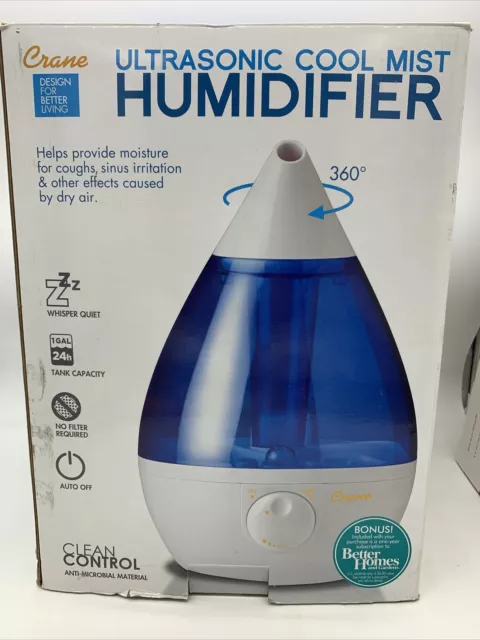 Crane Ultrasonic Cool Mist Humidifier - Blue W/ Box & Instruction