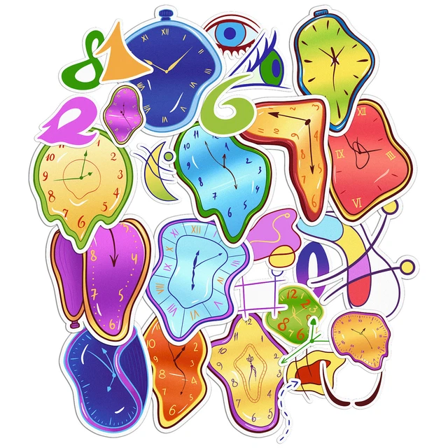 Stickers 29 PCS Pack for Laptop  Melting Clocks Salvador Dali Art Surreal Trippy