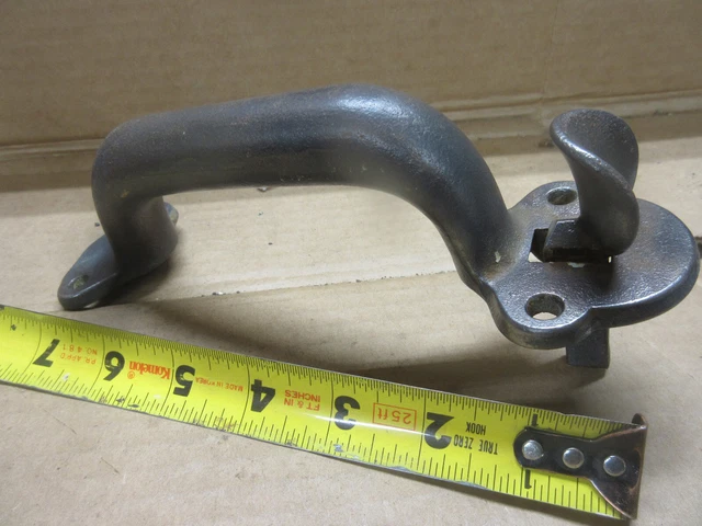 1 vintage cast steel thumb latch pull handle large heavy duty antique hardware