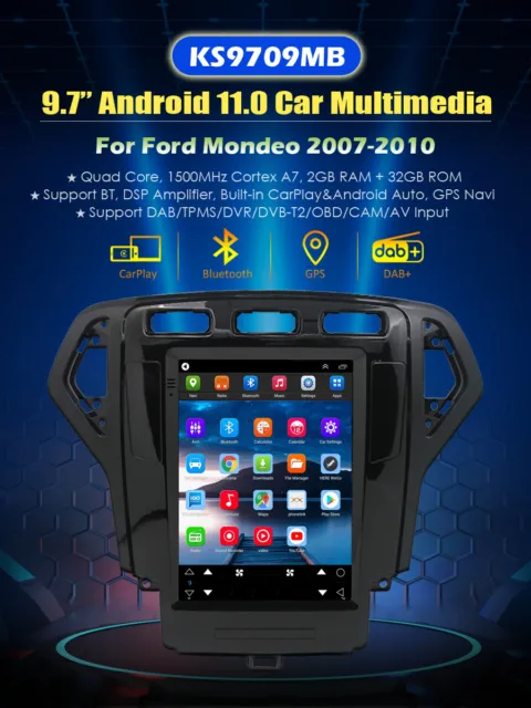 9.7"Android CarPlay Head Unit For Ford Mondeo MK4 2007-2010 DAB+Radio GPS Stereo 3