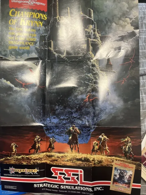 SSI Champions of Krynn - Full Size Poster- Dragonlance- 1990- Excellent