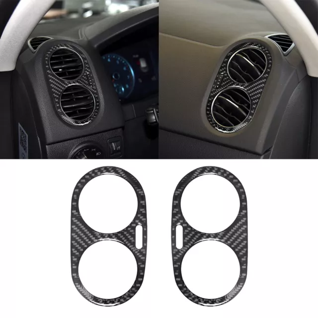2pcs Carbon Fiber Interior Dashboard Side Air Vent Sticker Trim For VW Tiguan