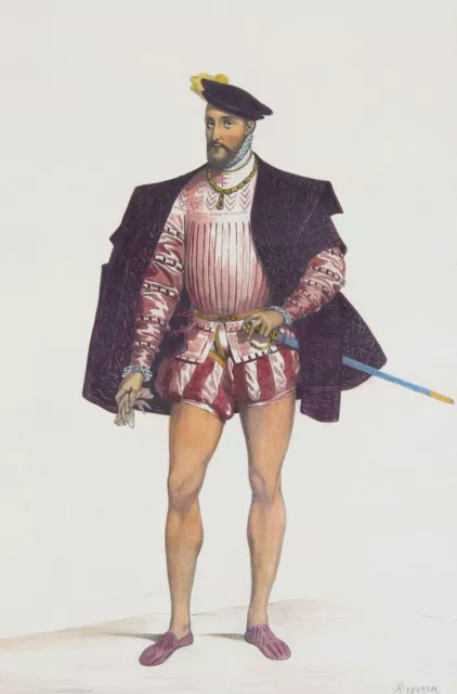 ACHILLE DEVÉRIA - Henri II. / Heinrich II. - Mode & Kostüm - Lithographie, 1840