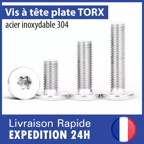 Vis à métaux tête TORX fraisée plate 6 lobes en acier inoxydable écrou lot