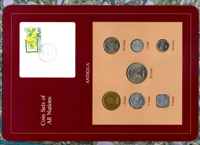 Coin Sets of All Nations Antigua E.C. w/card 1965-1983 UNC 50 cents 1965