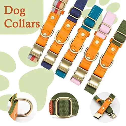 Canvas Nylon Dog Collar Durable and Adjustable Classic Pet Collars with Quick... 2