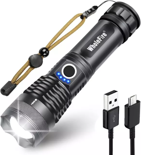TORCIA LED RICARICABILE USB Da 10000 Lumen Impermeabile, Zoomabile 3000 Mah  EUR 39,16 - PicClick IT