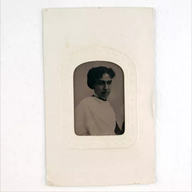 Tintype Photo Young Brooklyn Girl c1870 Antique 1/9 Plate Pretty Woman Art A2785