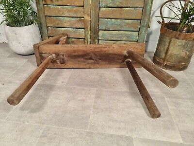Antique 19th Century Primitive Saddlers Flax Comb Work Bench Stool 7