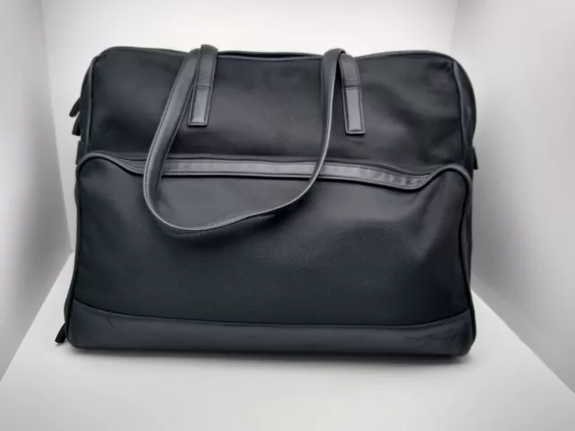 Tumi Black Leather Nylon Luggage Laptop Duffel Carry On Purse Large 15x12x6