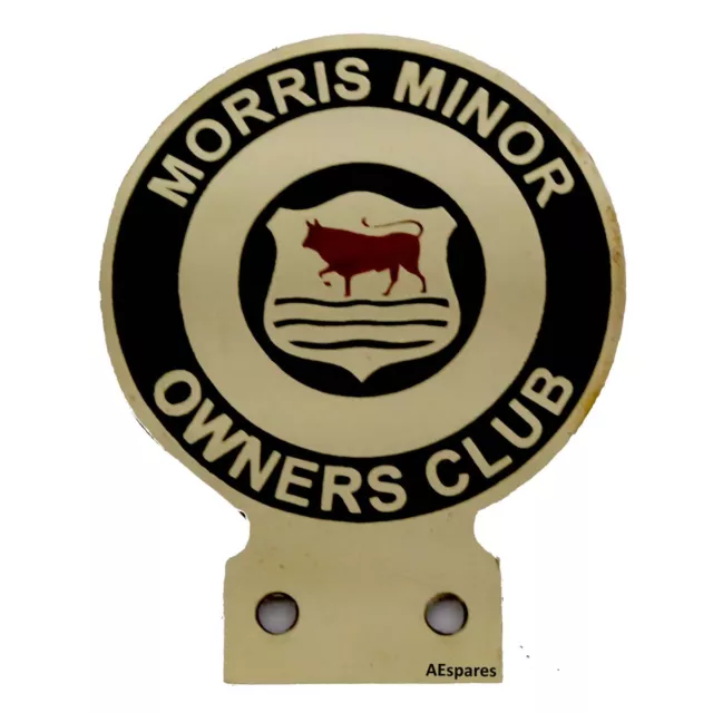 Vintage Morris Minor Owners Car Club Heavy Brass Enamel Front Grill Badge Decal