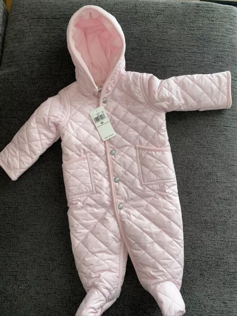 NWT Polo Ralph Lauren Quilted Bunting Snow Suit Hooded Girls 6 mos Pink damage