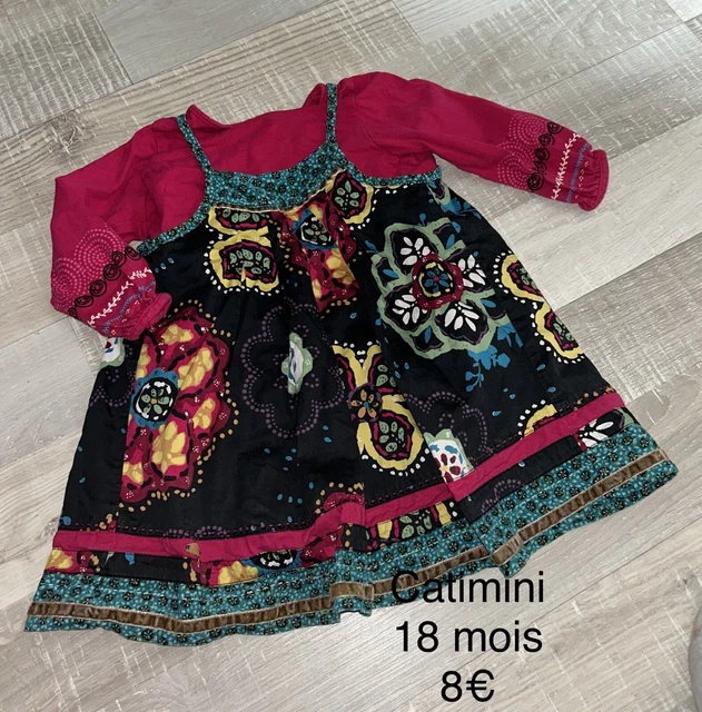 Catimini 18 MOIS Fille: Robe Mi Saison Fleurie Fuchsia