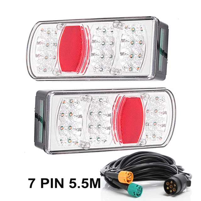 2PCS 7 PIN LED Rear Tail Light Combination Lamp 12V Trailer Caravan ...