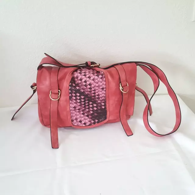 Vintage Shoulder Purse Bag Faux Leather Red Pink Large Crossbody Bags Satchel