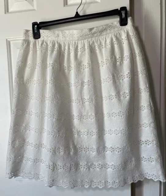 Cremieux Skirt Womens Size 12 White Eyelet Cotton Lace A Line