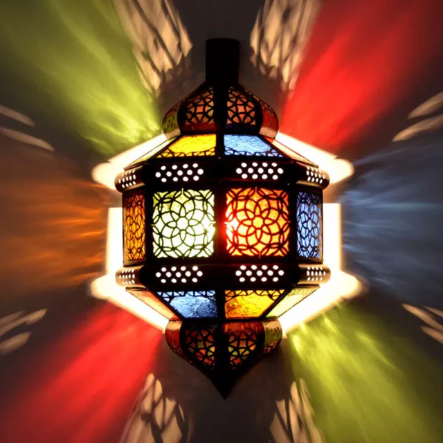 Orientalische Wandlampe aus buntem Glas Marokkanische Lampe Leuchte Wandleuchte