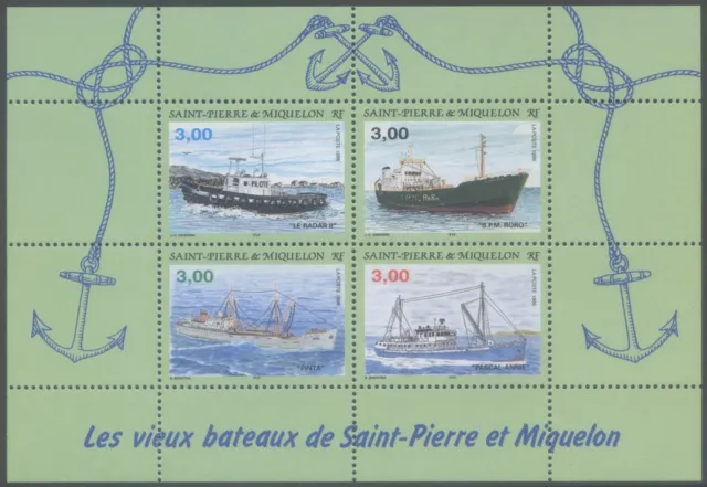 StPierre & Miquelon 1996 MNH** Ships*Transport*Pilot Boat*Cargo Ship*Vessel MS4v