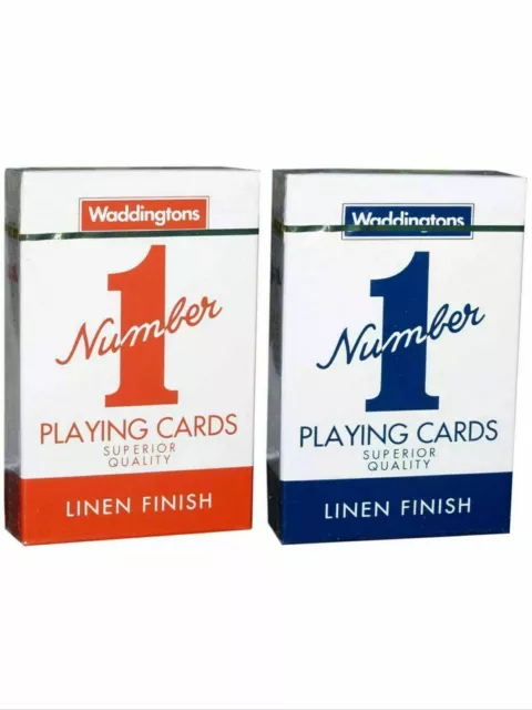 Waddingtons No.1 Classic Playing Cards Decks of Red & Blue Poker Game Brand New