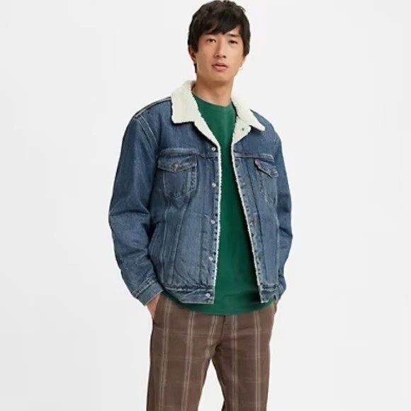 Levis Authentic Sherpa Fleece Lined Denim Jean Jacket Med TYPE III TRUCKER