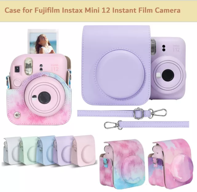 For Fujifilm Instax Mini 12 Camera Case PU Leather Bag Cover with Shoulder Strap
