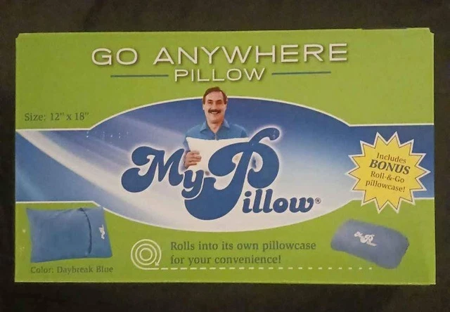 My Pillow Go Anywhere Pillow 12x18 Includes Roll & Go Pillowcase Daybreak Blue